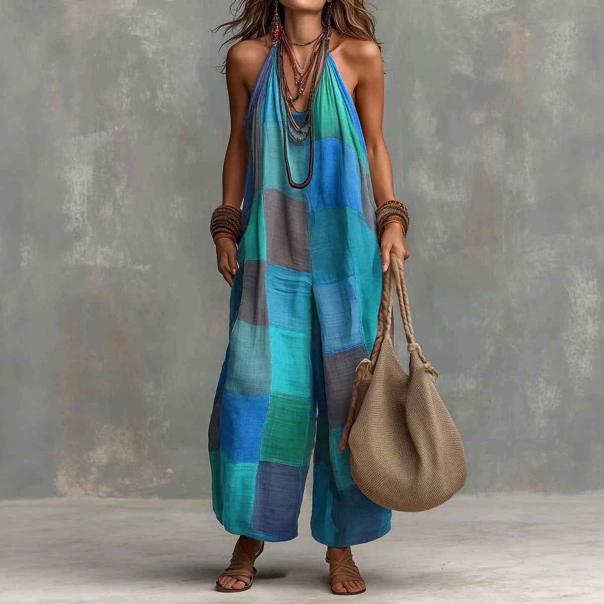New Style Casual Printed Plaid Jumpsuit Womens Clothing