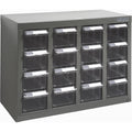 KPC-500 Parts Cabinet, Galvanized Steel, 16 Drawers, 18-3/10" x 8-7/10" x 13-4/5", Grey