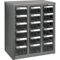 KPC-600 Parts Cabinet, Galvanized Steel, 18 Drawers, 13-9/10" x 8-7/10" x 16-3/10", Grey