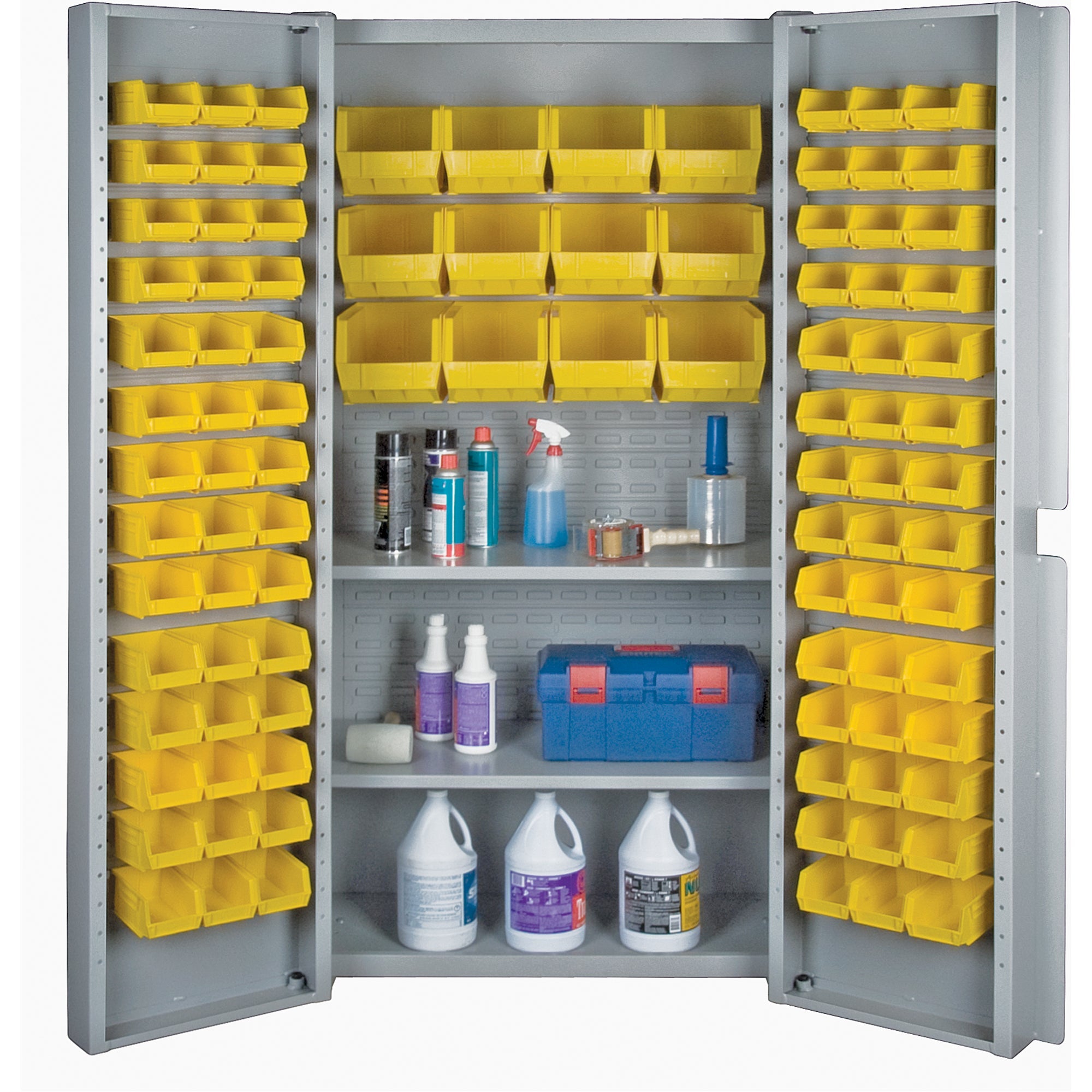 Deep Door Combination Bin Cabinets, 38" W x 24" D x 72" H, Grey