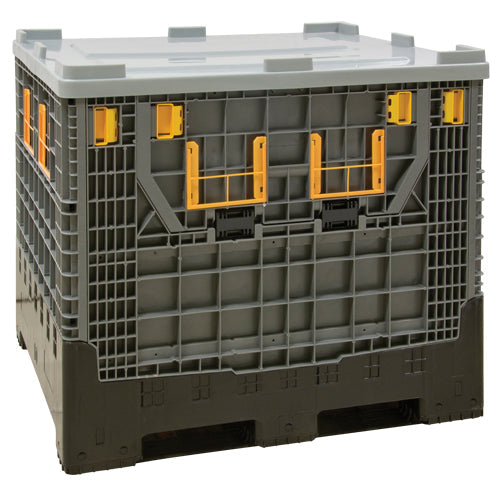 Collapsible Bulk Container, 47.2" L x 39.4" W x 39.4" H, Grey