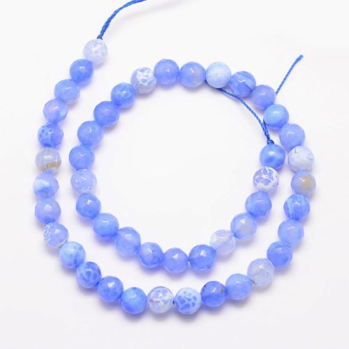 Fire Crackle Agate Cornflower Blue Faceted Gemstone Bead