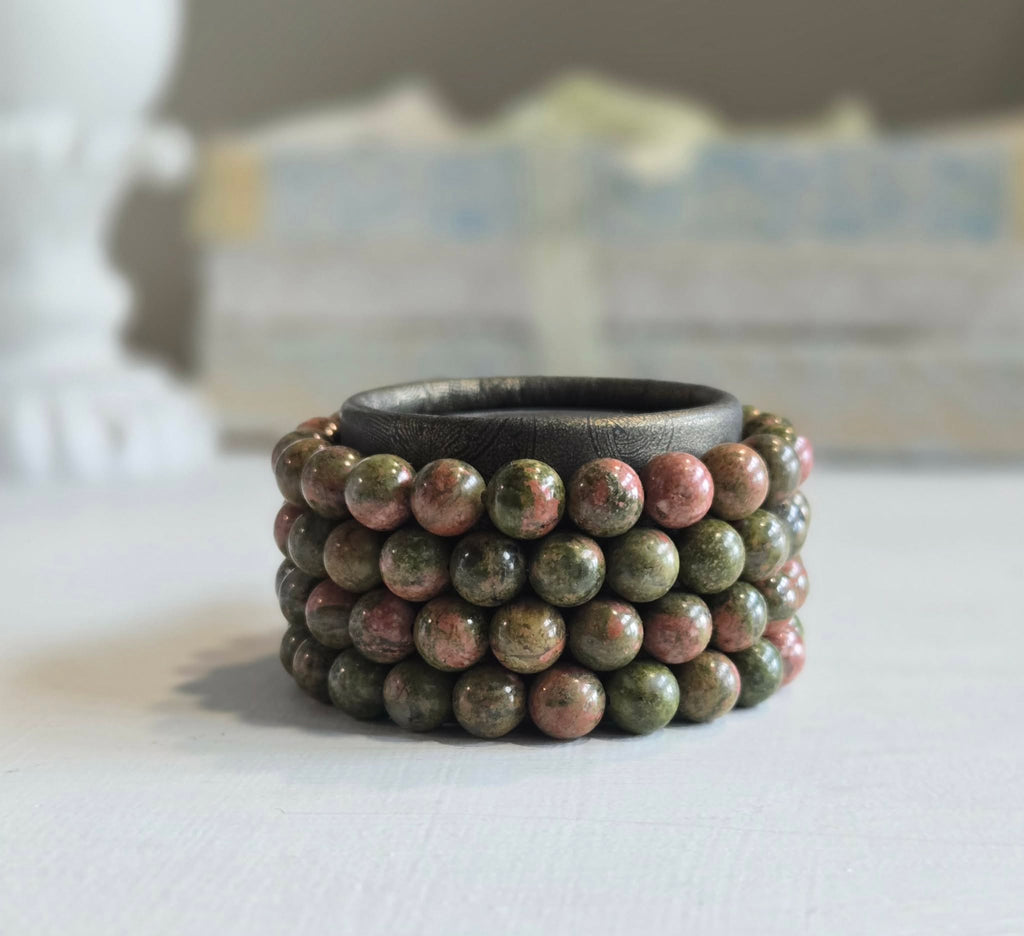 Unakite Gemstone Bead Bracelet