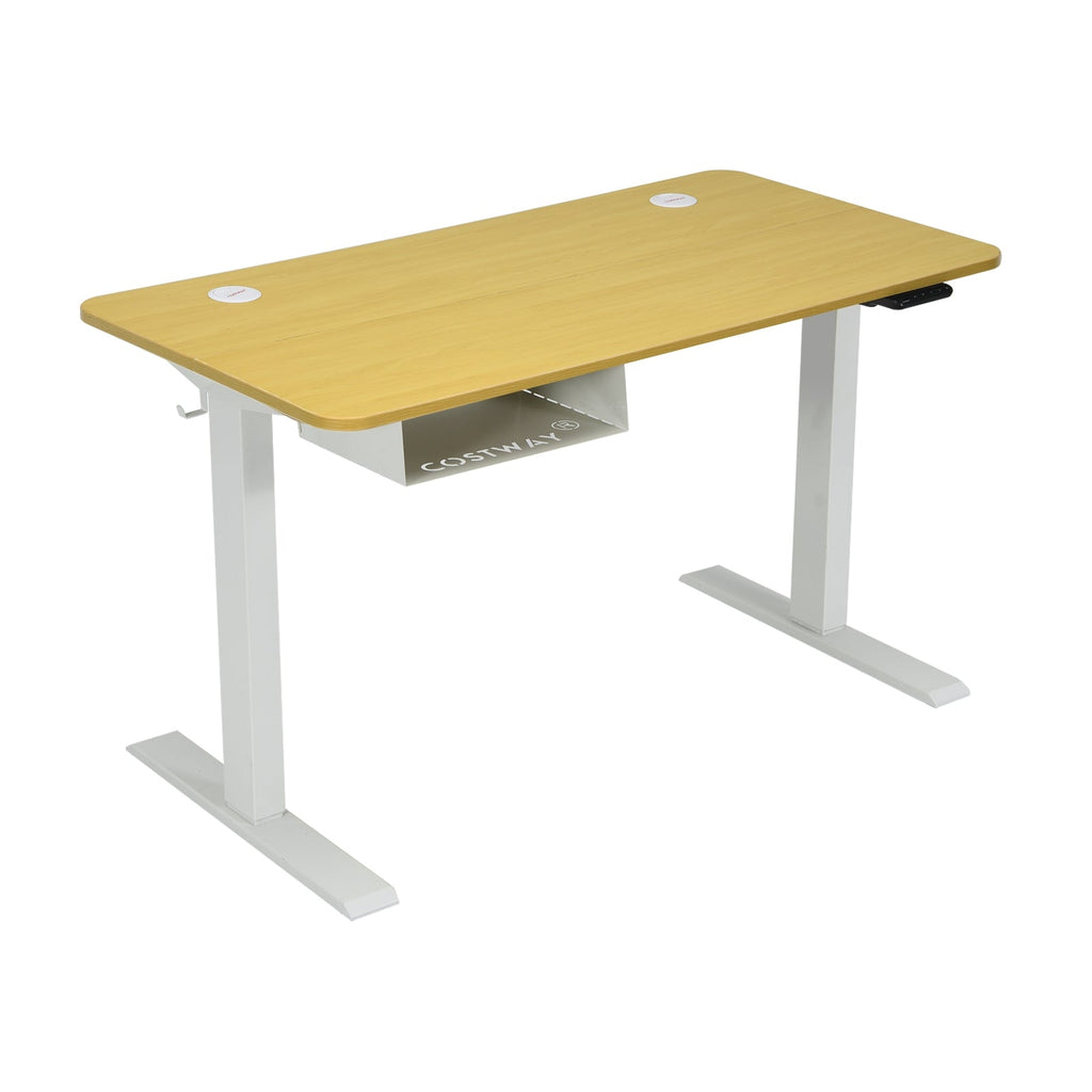 48 Inches Electric Standing Adjustable Desk with Control Panel and USB Port-Beige
