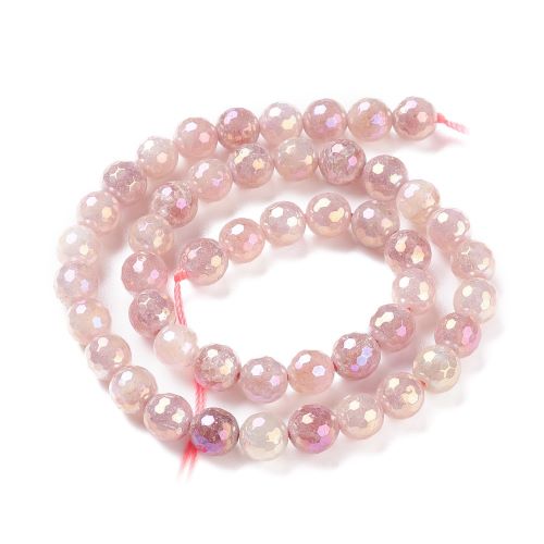 Strawberry Quartz Electroplated Faceted Gemstone Beads