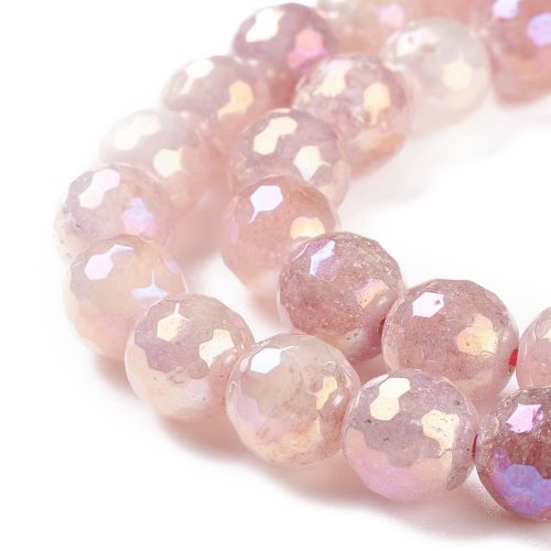 Strawberry Quartz Electroplated Faceted Gemstone Beads