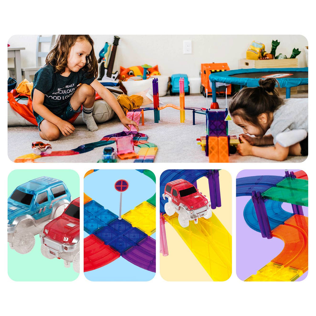 PicassoTiles - PicassoTiles 30pc Magnetic Race Track Building Set