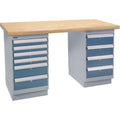 Pre-Designed Workbench, Dual Drawers, 2500 lbs. Cap., 72" W x 30" D, 34" H