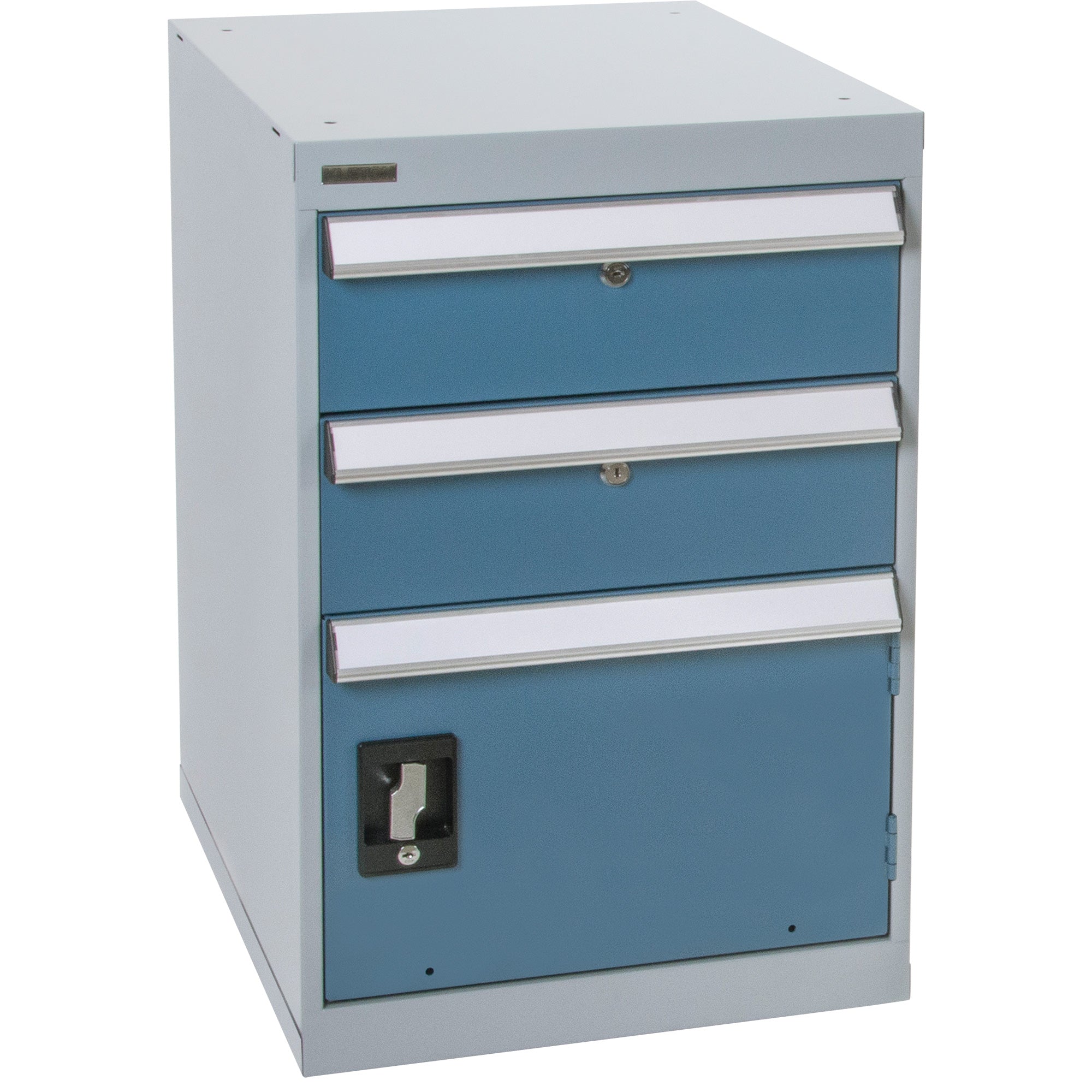 Pedestal Workbench with One Door & Two Drawers, 2 Drawers, 18" W x 21" D x 28" H