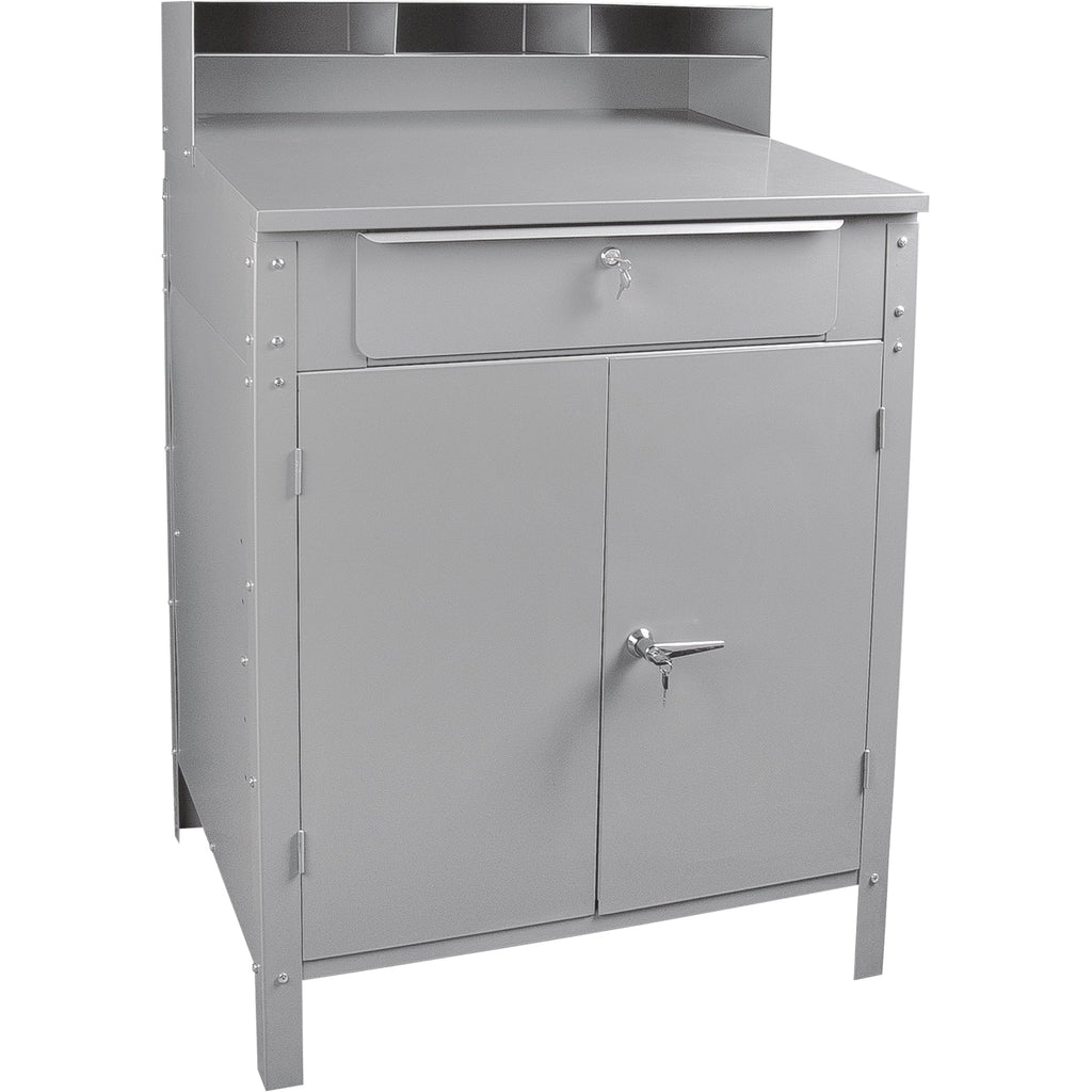 Cabinet Style Shop Desk, 34-1/2" W x 30" D x 53" H, Grey