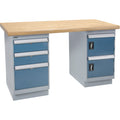 Heavy-Duty Workbench, Door & Drawers, 1500 lbs. Cap., 60" W x 30" D, 34" H