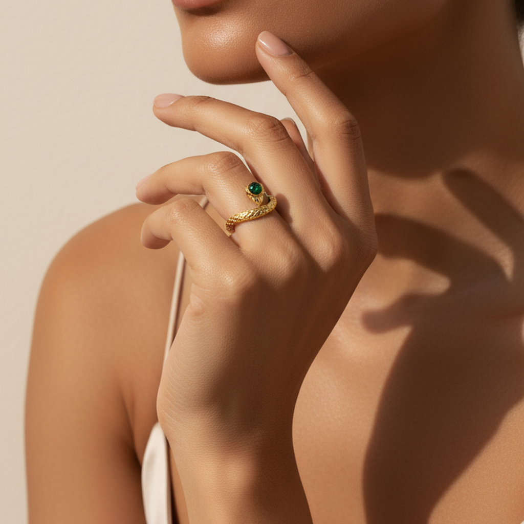 Emerald Twist Stainless Ring