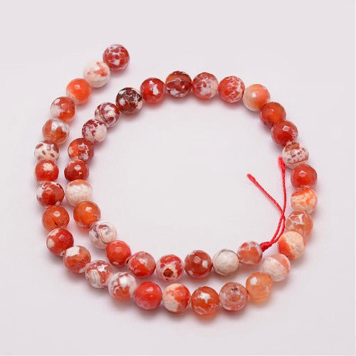 Fire Crackle Agate Orange Faceted Gemstone Bead