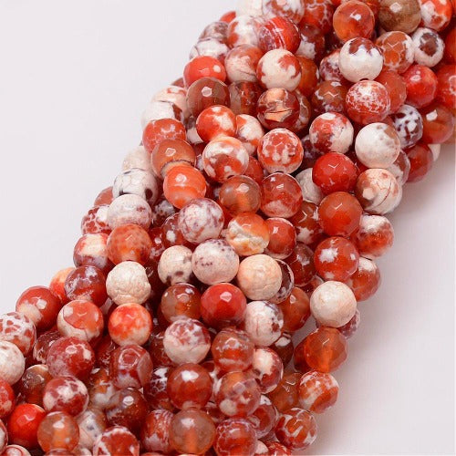 Fire Crackle Agate Orange Faceted Gemstone Bead