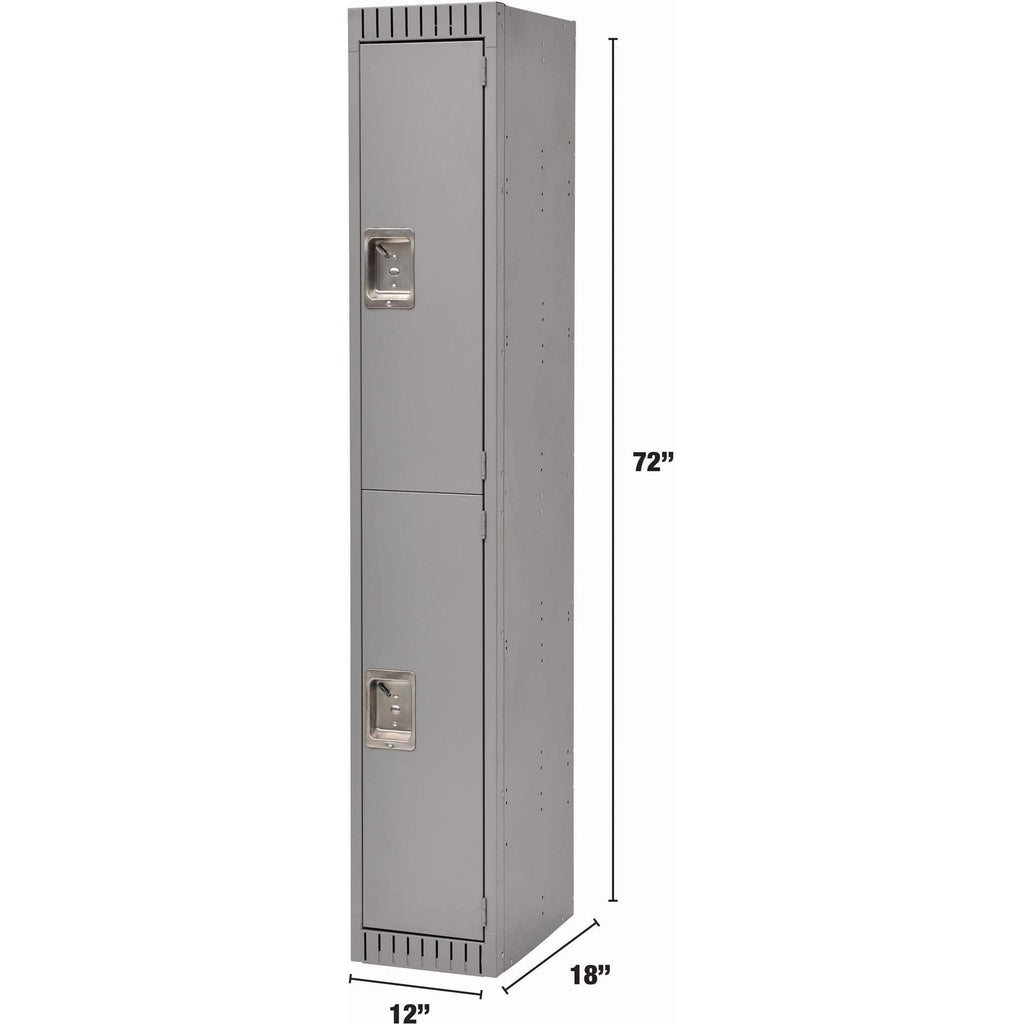 Lockers, 2 -tier, 12" x 18" x 72", Steel, Grey, Rivet (Assembled)