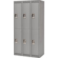 Lockers, 2 -tier, Bank of 3, 36" x 18" x 72", Steel, Grey, Rivet (Assembled)