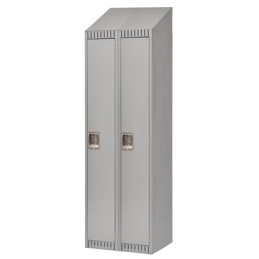 Assembled Lockers, Bank of 2, 24" x 18" x 82", Steel, Grey, Rivet (Assembled)