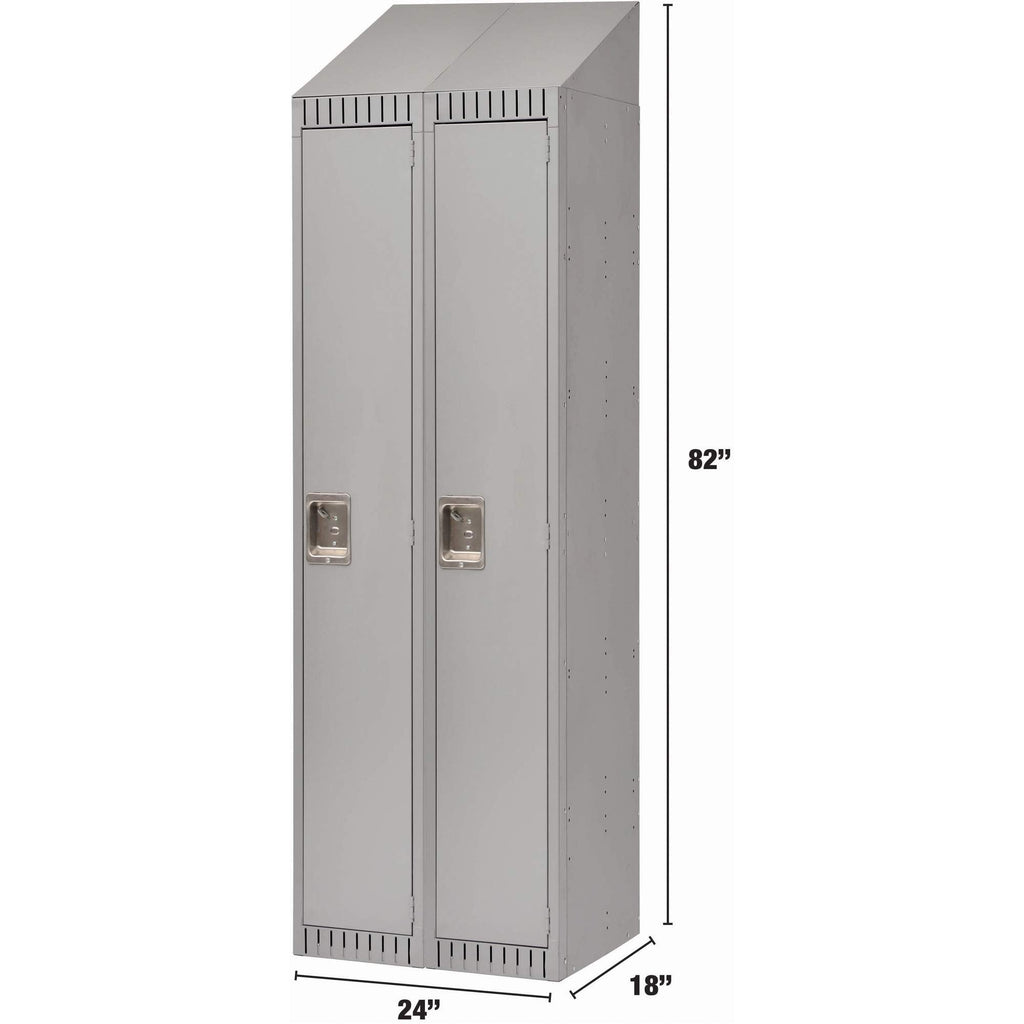 Assembled Lockers, Bank of 2, 24" x 18" x 82", Steel, Grey, Rivet (Assembled)
