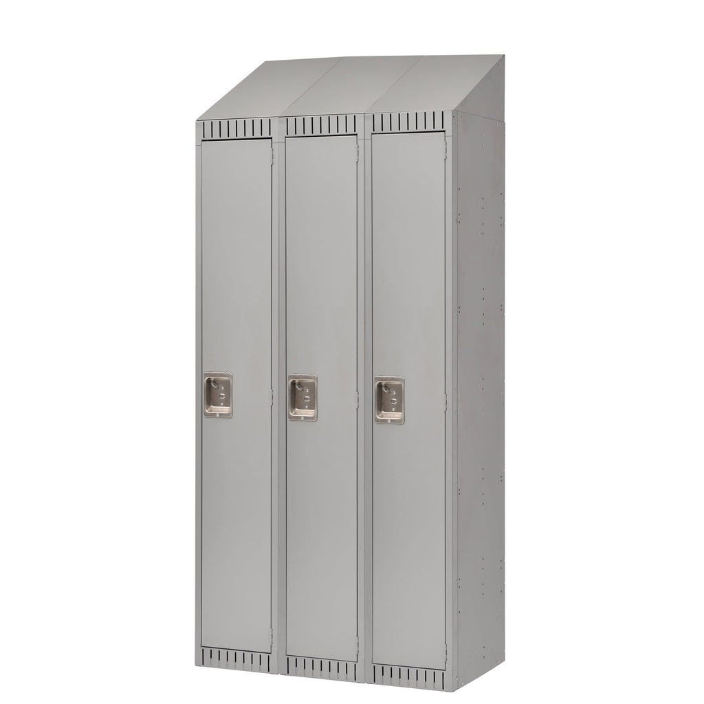 Assembled Lockers, Bank of 3, 36" x 18" x 82", Steel, Grey, Rivet (Assembled)