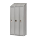 Assembled Lockers, Bank of 3, 36" x 18" x 82", Steel, Grey, Rivet (Assembled)