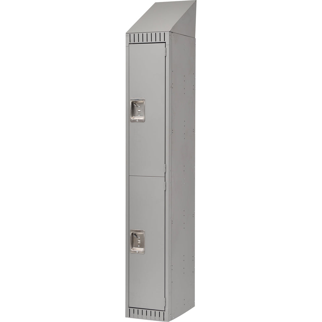 Assembled Lockers, 2 -tier, 12" x 18" x 72", Steel, Grey, Rivet (Assembled)