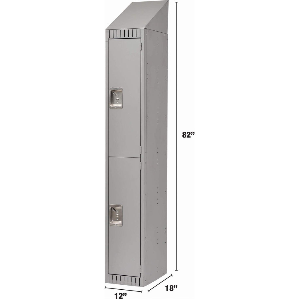 Assembled Lockers, 2 -tier, 12" x 18" x 72", Steel, Grey, Rivet (Assembled)