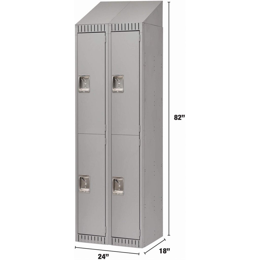 Assembled Lockers, 2 -tier, Bank of 2, 24" x 18" x 72", Steel, Grey, Rivet (Assembled)