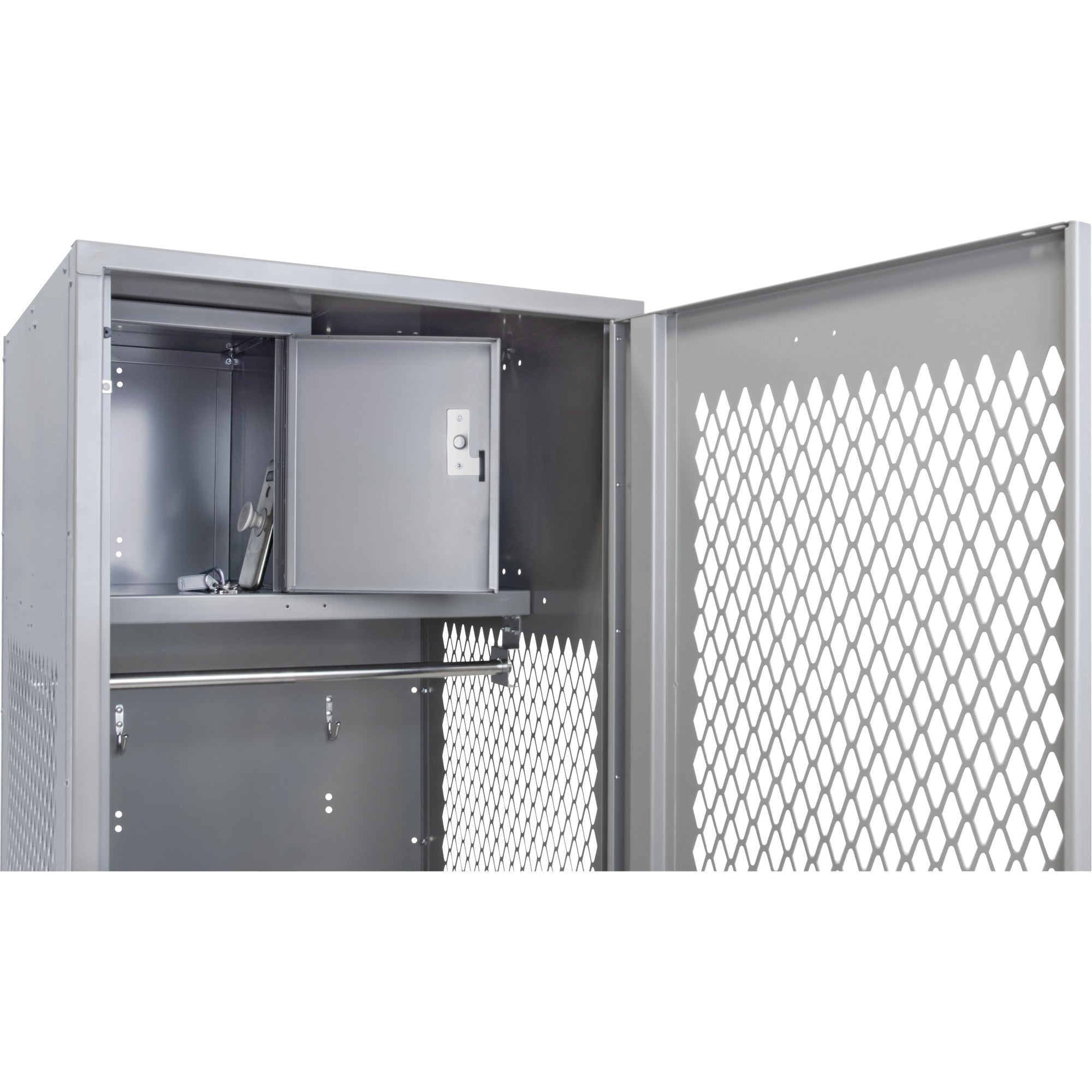 Gear Locker with Door, Steel, 24" W x 18" D x 72" H, Grey