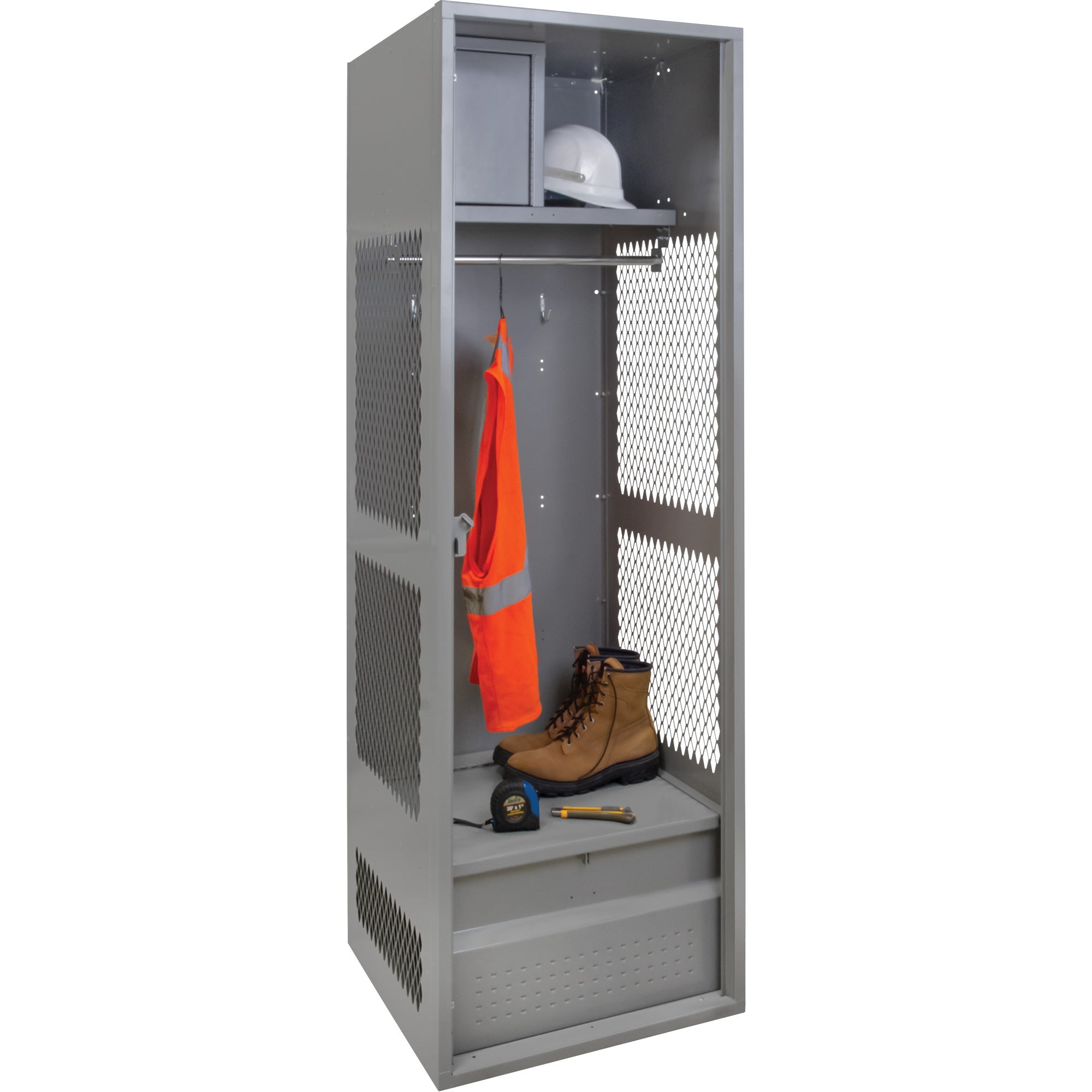 Gear Locker, Steel, 24" W x 24" D x 72" H, Grey