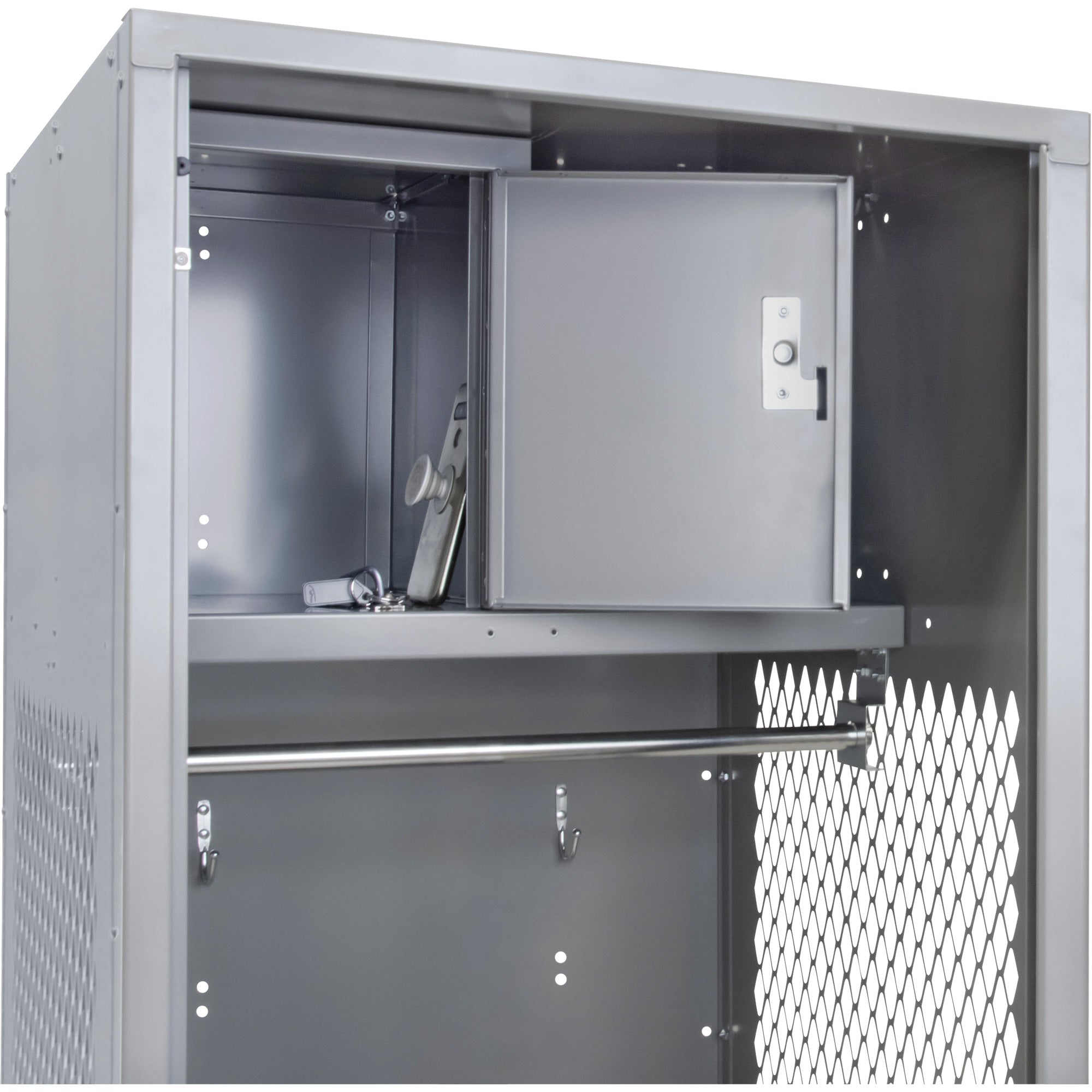Gear Locker, Steel, 24" W x 24" D x 72" H, Grey