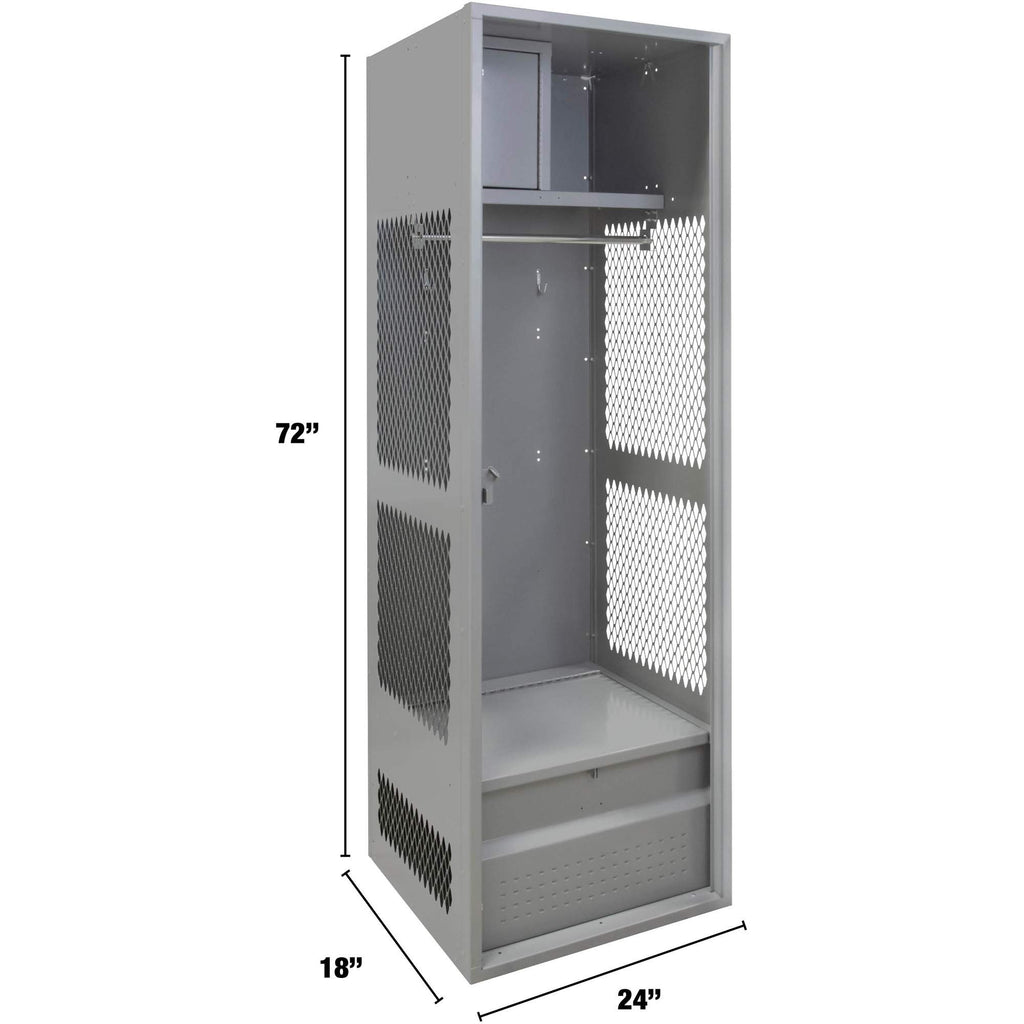 Gear Locker, Steel, 24" W x 18" D x 72" H, Grey