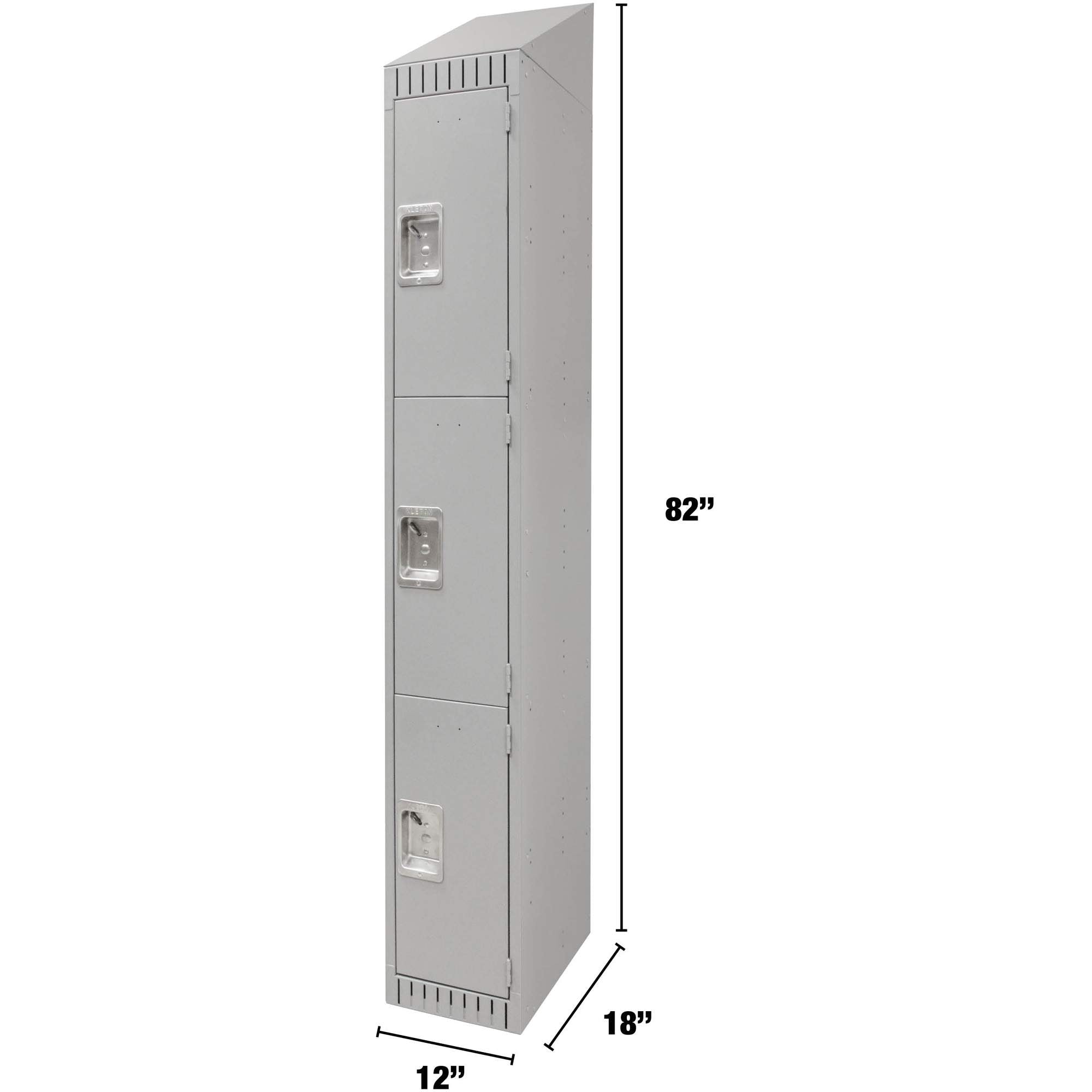 Lockers, 3 -tier, 12" x 18" x 82", Steel, Grey, Knocked Down
