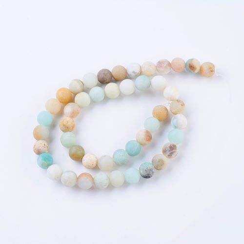 Flower Amazonite Frosted Gemstone Bead