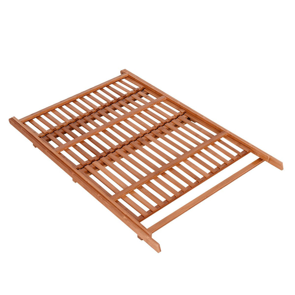 3-Tier Bamboo Ladder Shelf Foldable Plant Flower Bookshelf-Brown