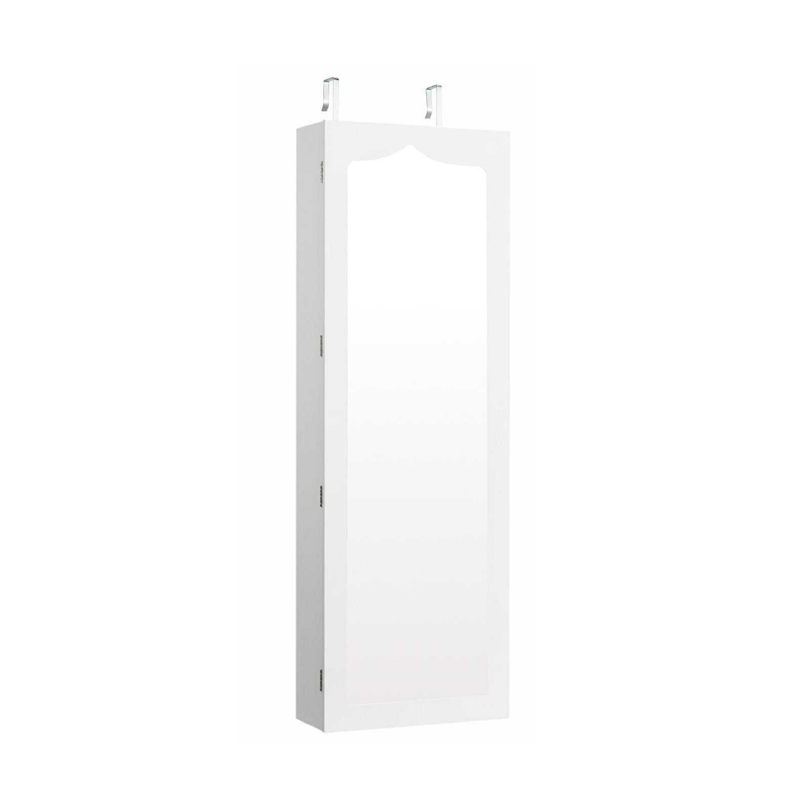 Lockable Wall Mounted Mirror Jewelry Armoire with 5 LEDs and 6 Drawers-Black