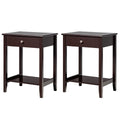 Set of 2 Wooden Bedside Sofa Table-Brown