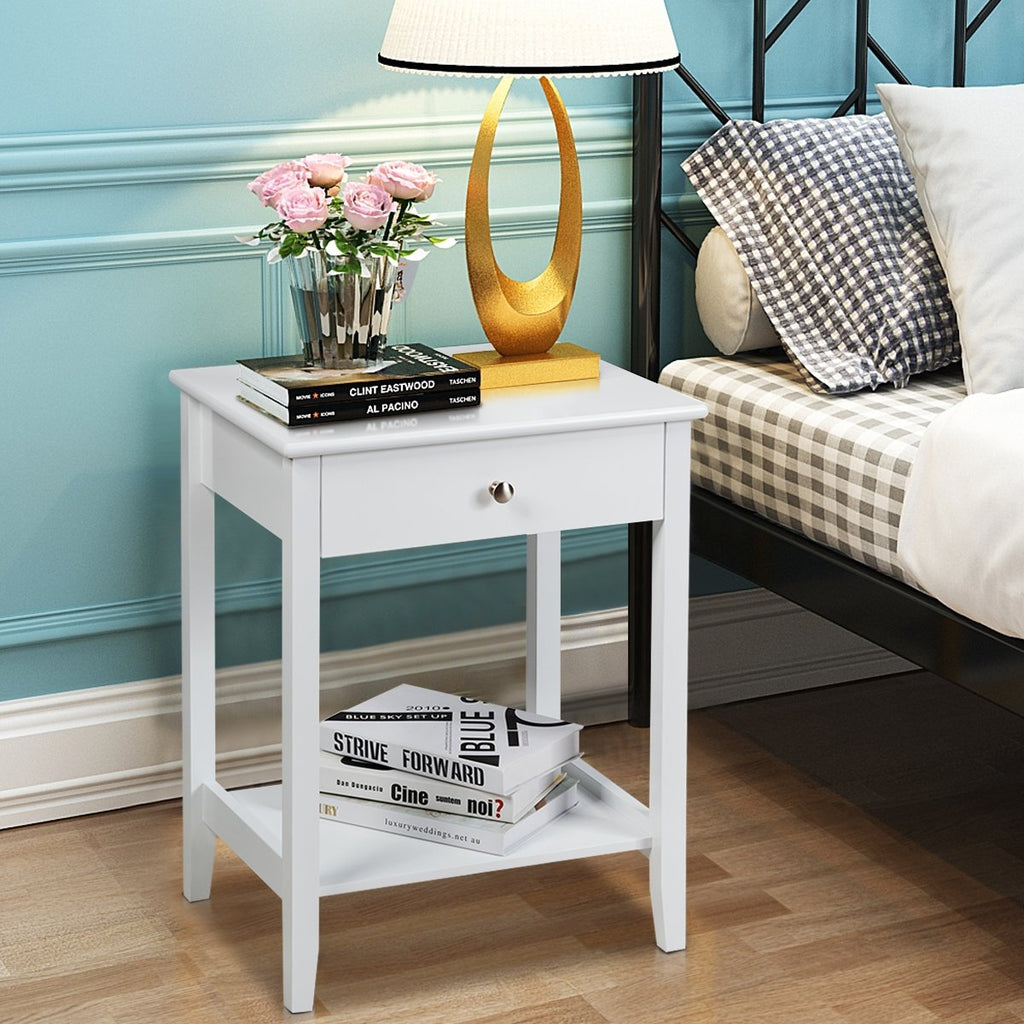 Set of 2 Wooden Bedside Sofa Table-Brown