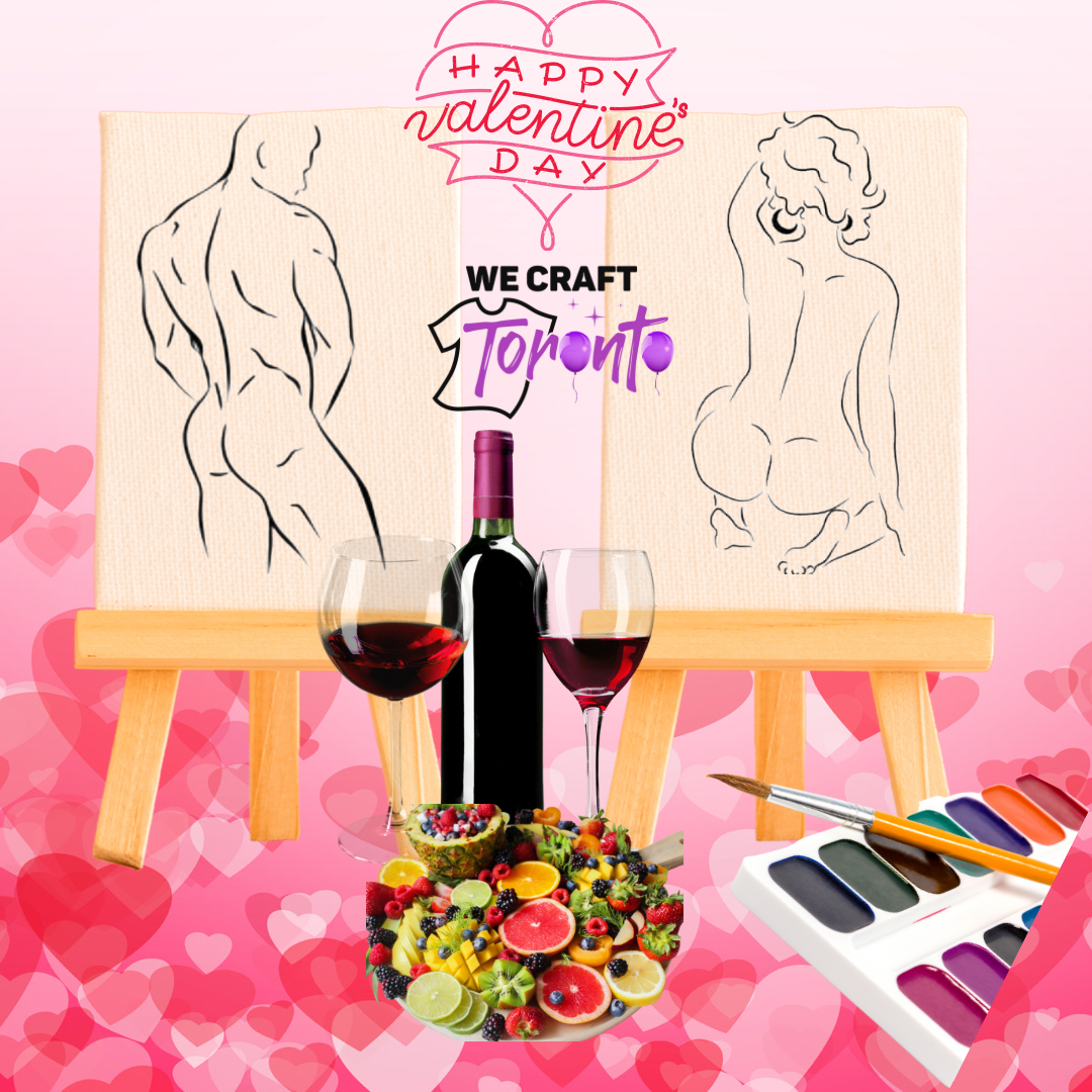 Couples Paint N Sip Kit - Date Night Canvas Painting Set