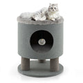 3-in-1 Cat Condo Stool Kitty Bed with Scratching Posts and Plush Ball Toy-Beige