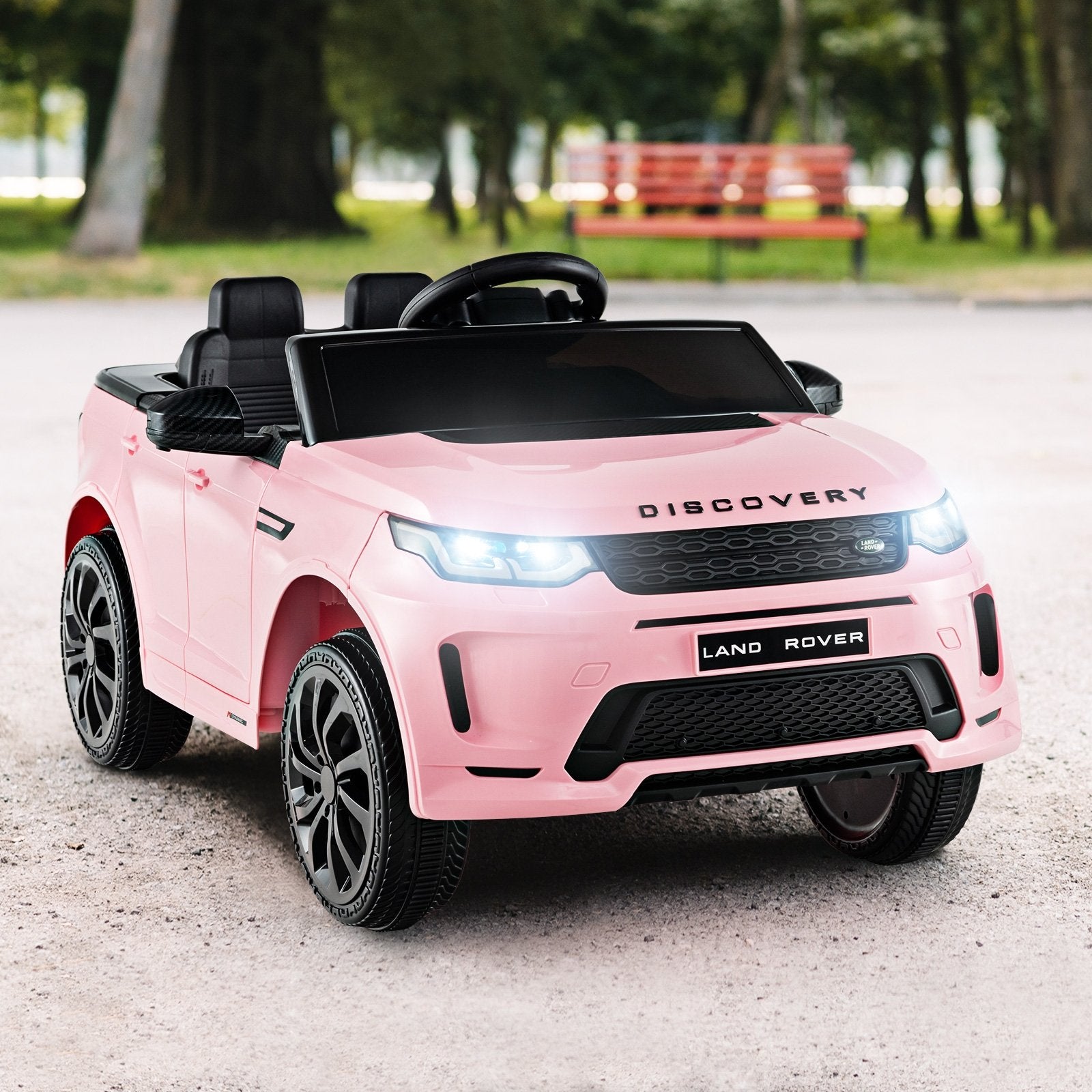 12V Kids Ride On Car with Remote Control Lockable Doors Slow Start System and LED Lights-Black