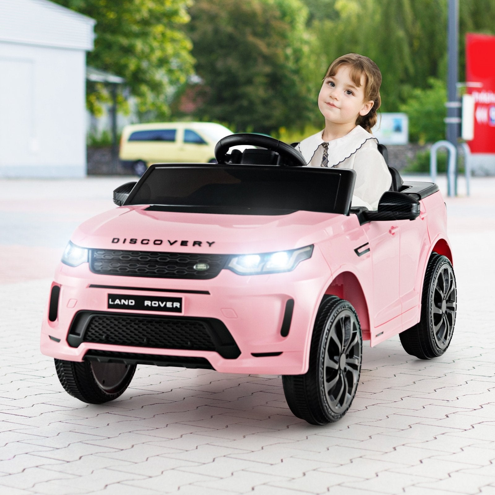 12V Kids Ride On Car with Remote Control Lockable Doors Slow Start System and LED Lights-Black