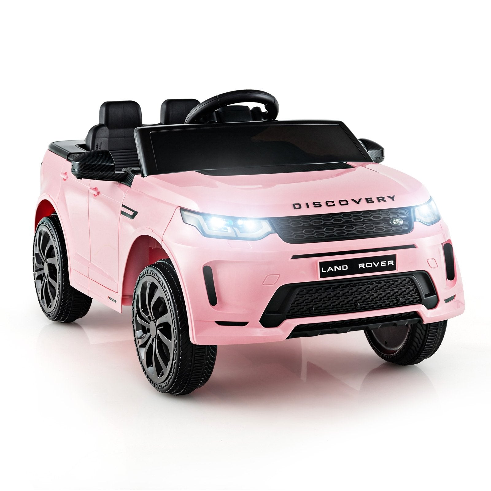 12V Kids Ride On Car with Remote Control Lockable Doors Slow Start System and LED Lights-Black