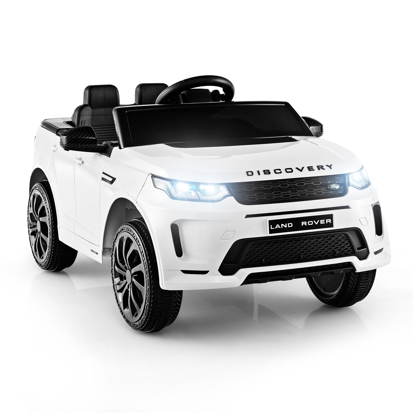 12V Kids Ride On Car with Remote Control Lockable Doors Slow Start System and LED Lights-Black