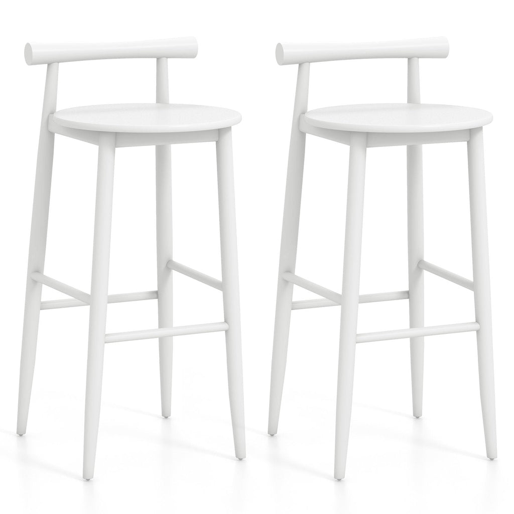 Wooden Bar Chair Set of 2 with Backrest and Footrest for Home Restaurant Cafe-Brown