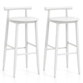 Wooden Bar Chair Set of 2 with Backrest and Footrest for Home Restaurant Cafe-Brown