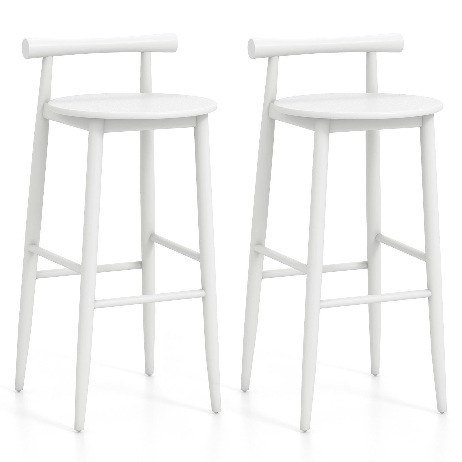 Wooden Bar Chair Set of 2 with Backrest and Footrest for Home Restaurant Cafe-Brown