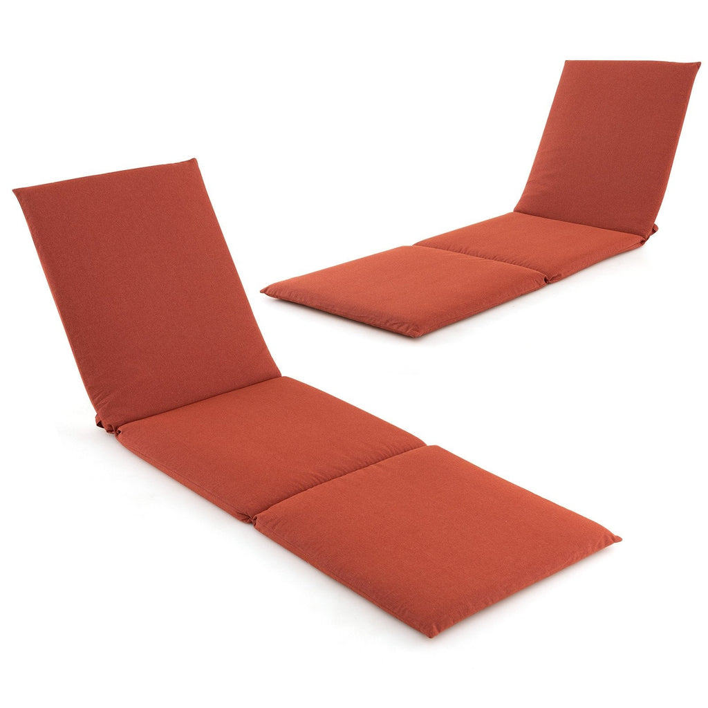 Outdoor Chaise Lounge Cushion Patio Furniture Folding Pad with Fixing Straps-Beige