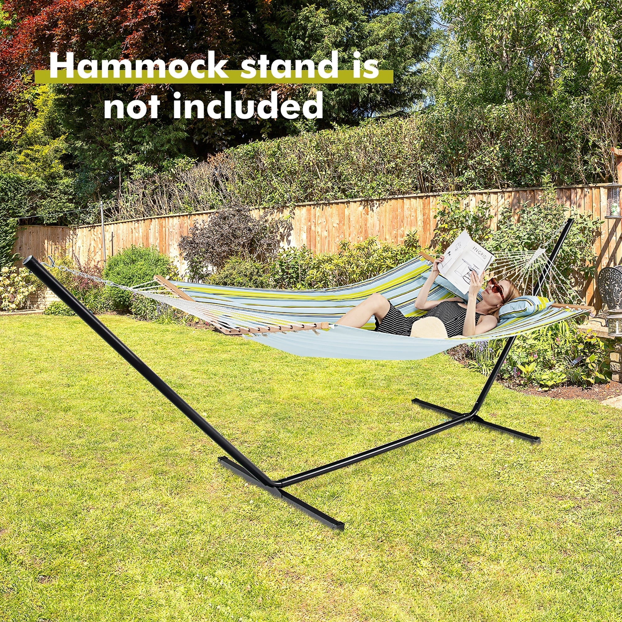 Foldable Portable Patio Hammock Swing Chair Bed with Detachable Pillow