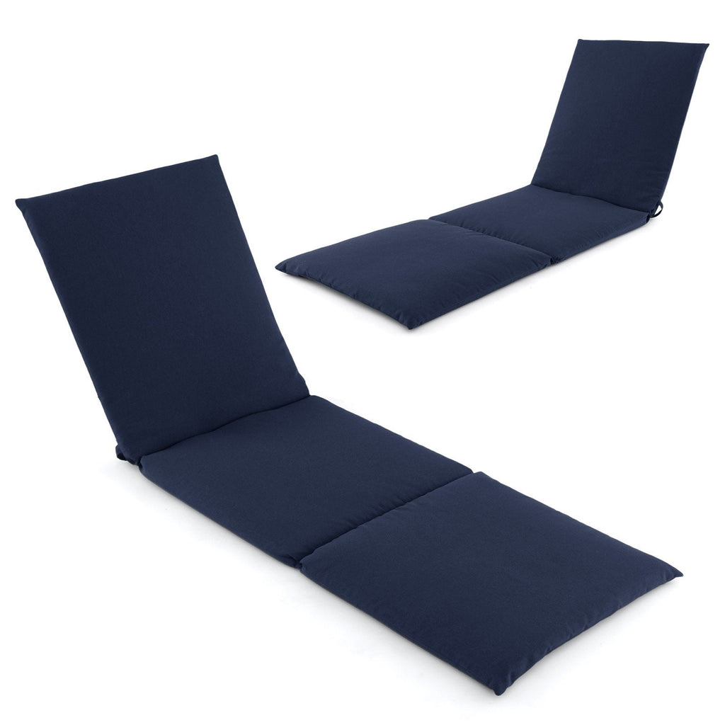 Outdoor Chaise Lounge Cushion Patio Furniture Folding Pad with Fixing Straps-Beige