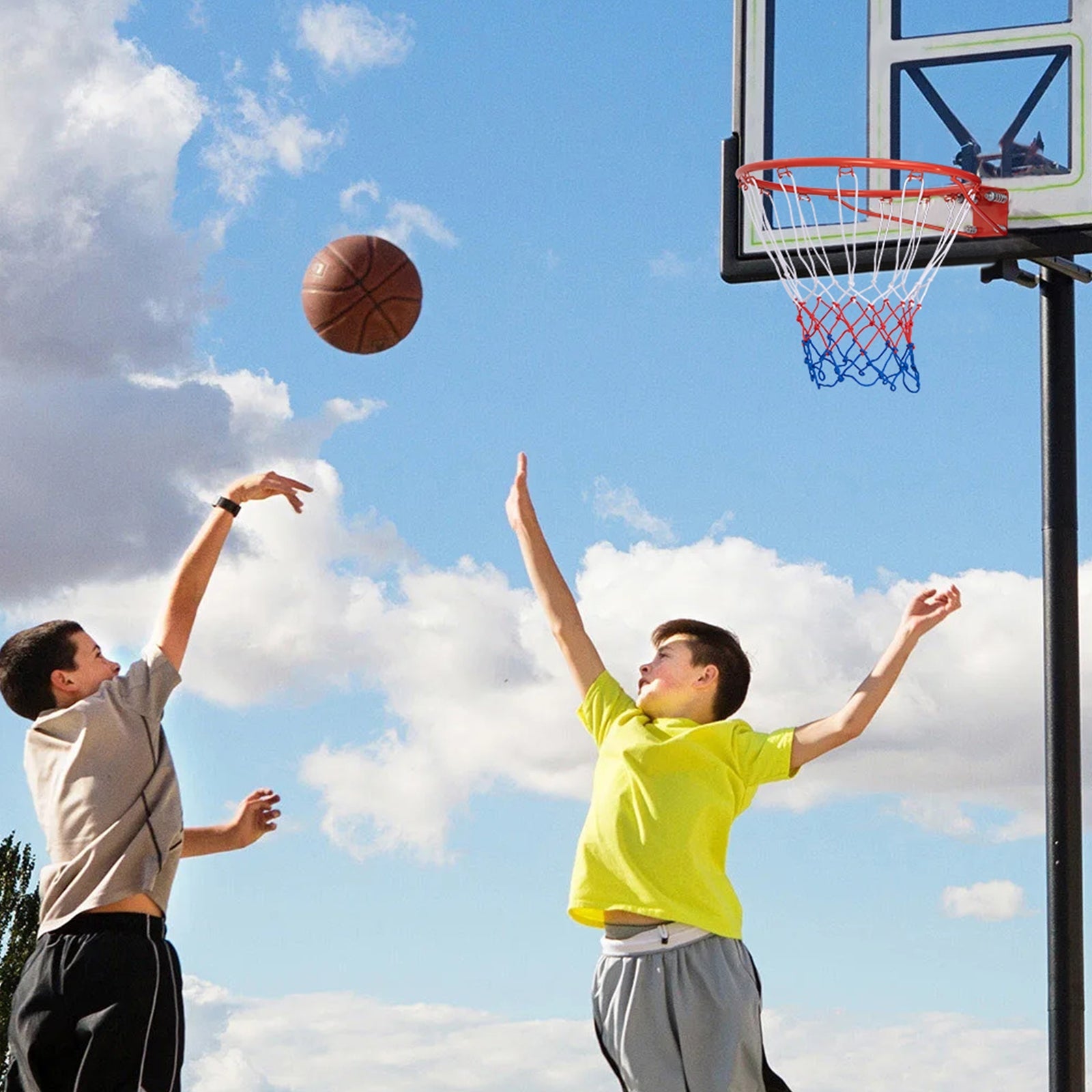 18 Inch Basketball Rim Goal Replacement with All Weather Net and Mounting Hardware-Black